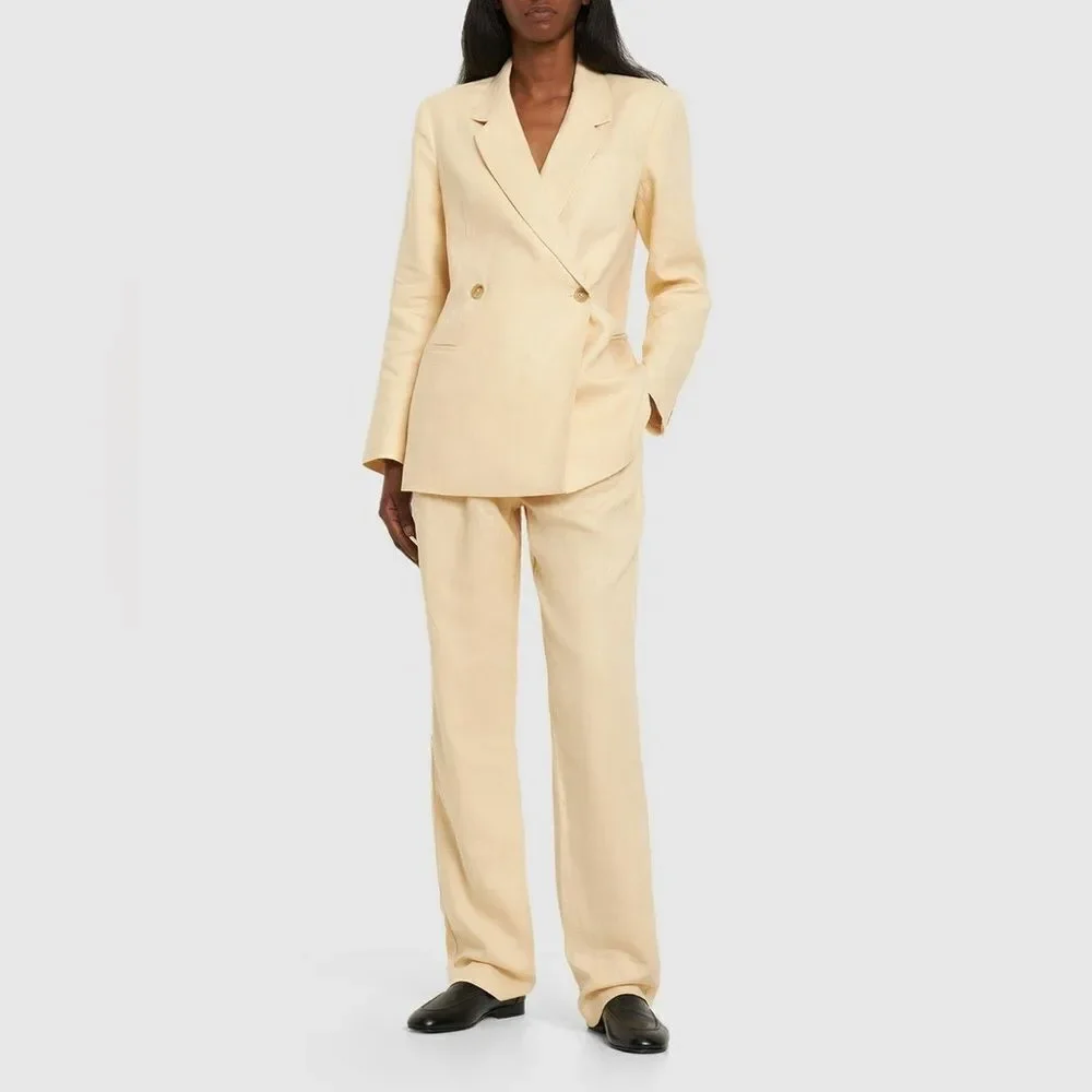 NWT Anine Bing Jay Straight Cream Pants Linen Size 30